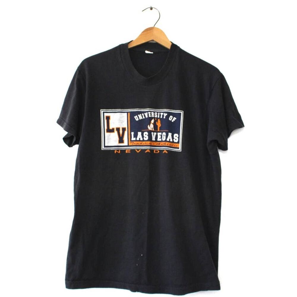 Vintage 80s UNLV University of Nevada Las Vegas Black T Shirt Mens XL